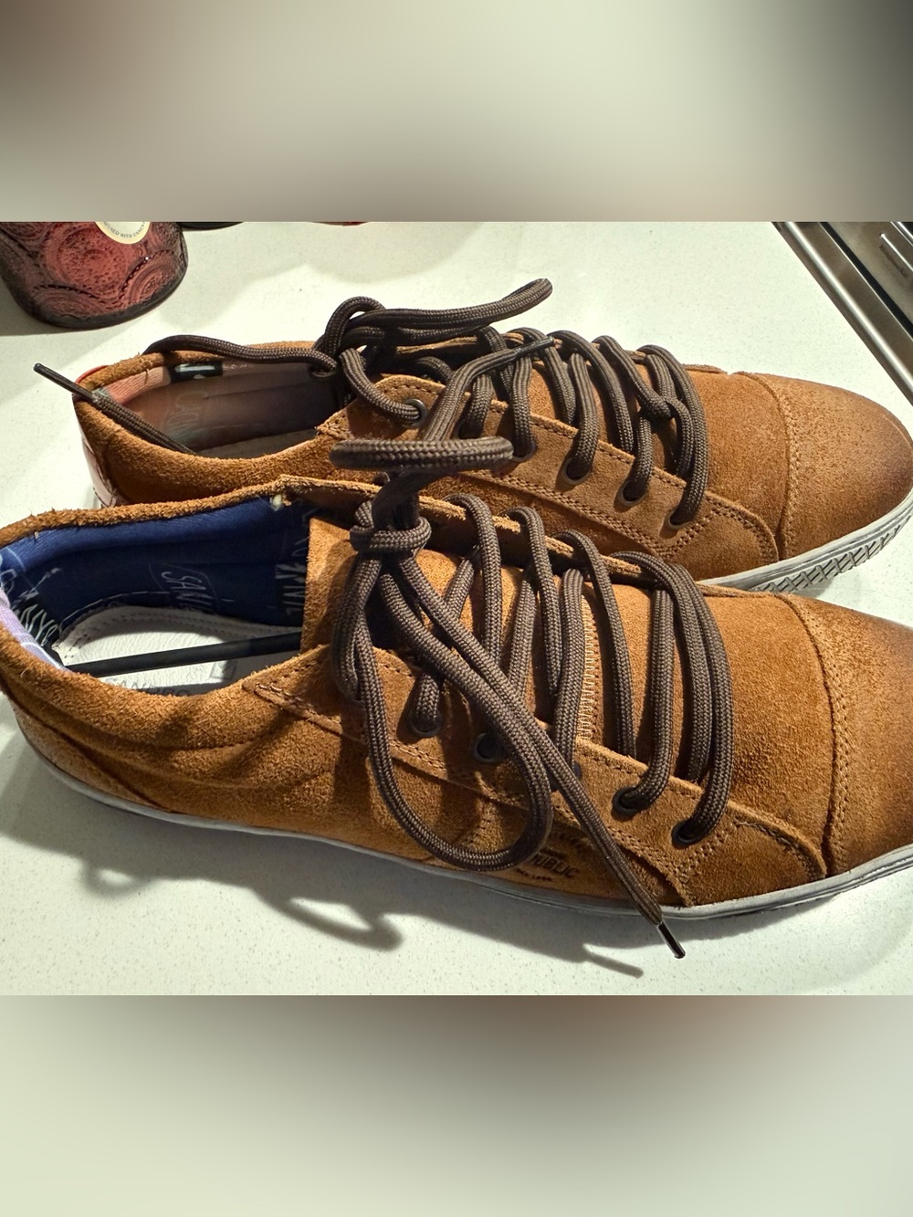 New Sandro Moscoloni Men's Suede Sneakers in Brown Hash Size 9.5